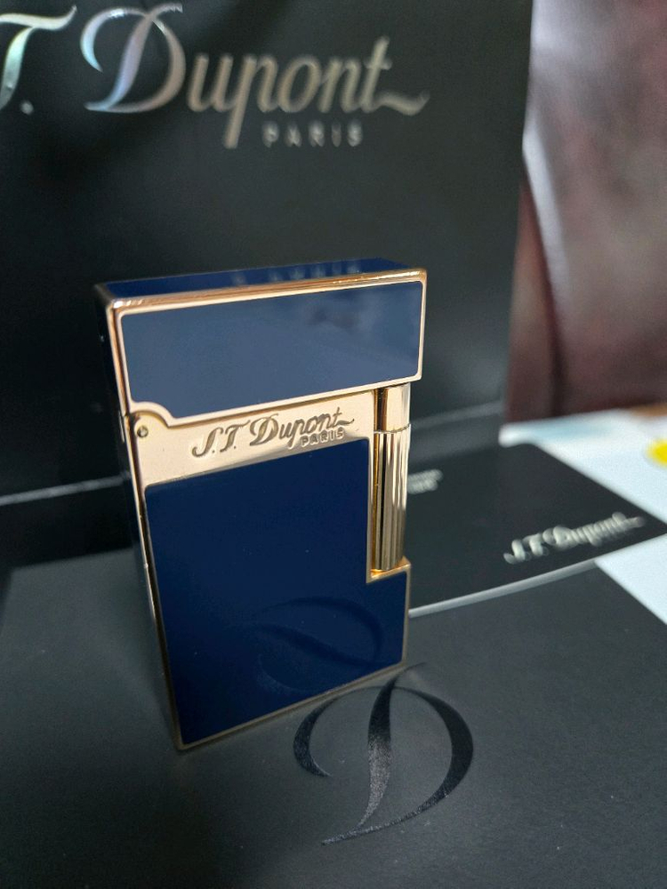 [풀세트] 듀퐁라이터 라인2 신형 ca16496 블루 래커 금장 쌍불 듀퐁 라이타--7