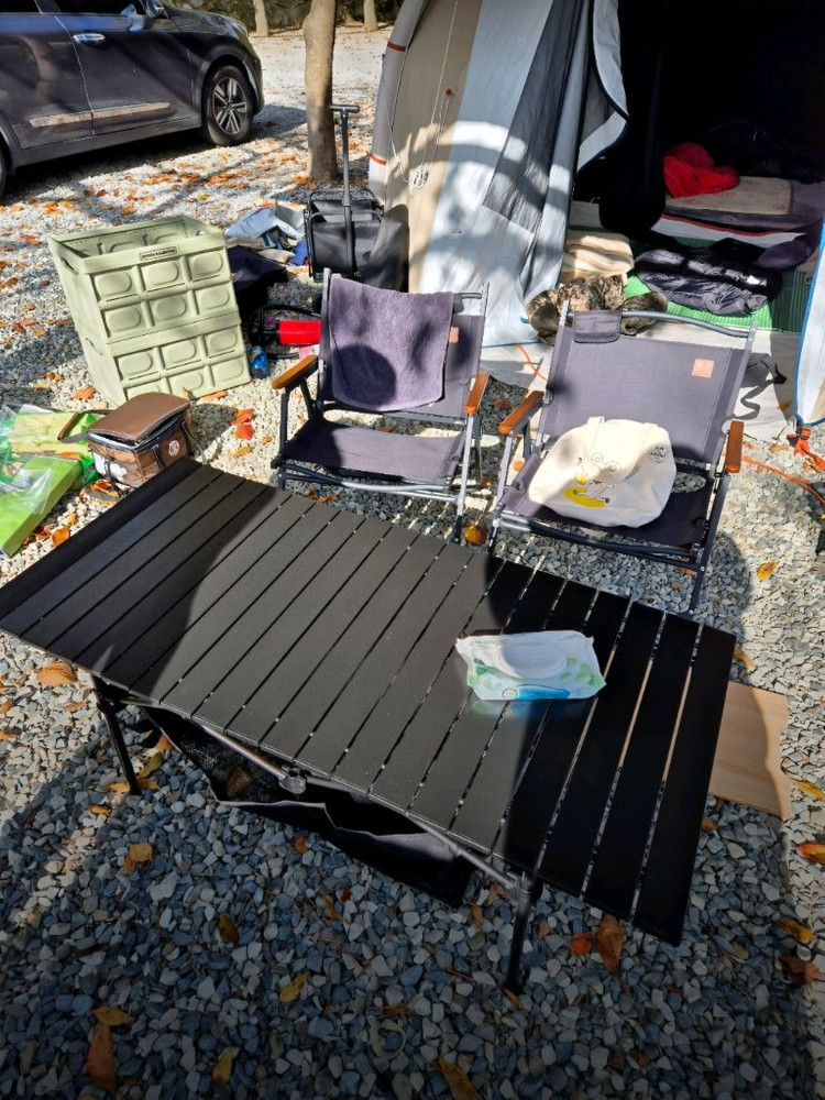 1+1이벤트]캠핑 의자+롤테이블 접이식 야외 낚시 차박--7