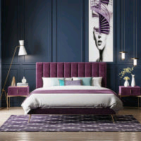 유럽풍 벨벳 침대 프레임 라지킹 사이즈 협탁 2개포함