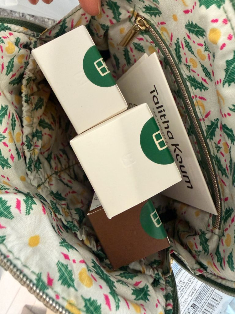 (새제품) 탈리다쿰 선크림, 클렌저, 멀티밤 세트 (그린 자수 파우치 세트)--2