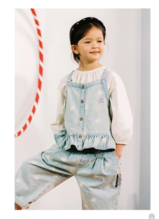 일괄) 리미떼두두 스타 데님 러플 베스트 팬츠 연청 L--2