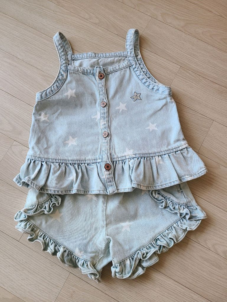 일괄) 리미떼두두 스타 데님 러플 베스트 팬츠 연청 L--3