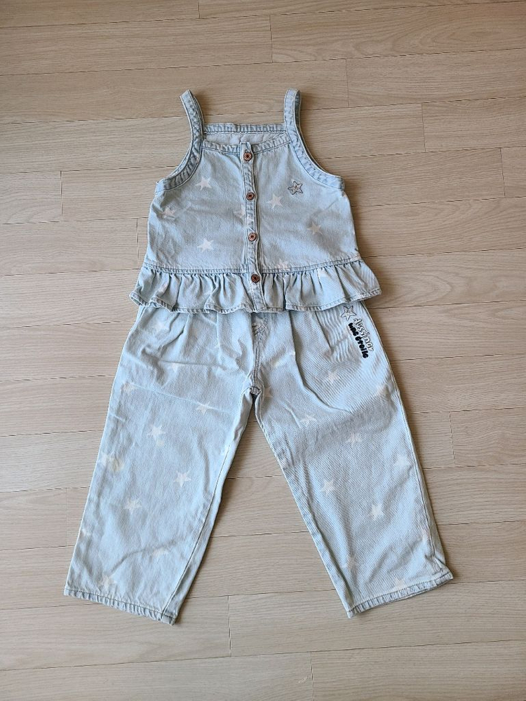 일괄) 리미떼두두 스타 데님 러플 베스트 팬츠 연청 L--4