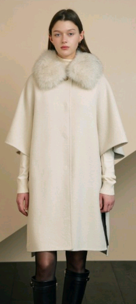 더아이잗 사가폭스퍼 캐시미어 모혼방 케이프 코트 free사이즈 새제품 다크초코브라운컬러--3