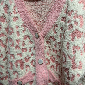 [새상품] 핑크 뽀글이 호피 가디건