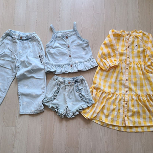 일괄) 리미떼두두 스타 데님 러플 베스트 팬츠 연청 L