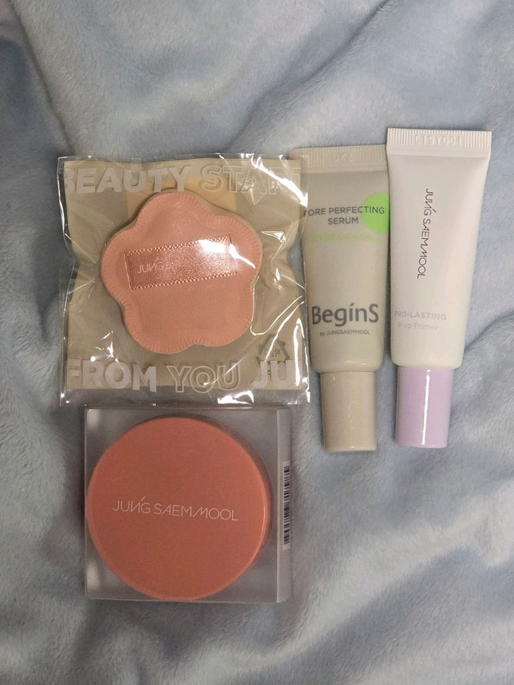 새상품)정샘물 아티스트 쿠션 블러쉬 미니 코랄 헤일로+퍼프+세럼+프라이머 이미지