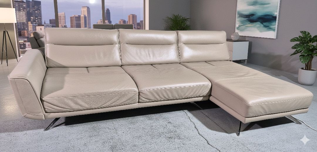 나뚜찌에디션 이태리 전체 천연가죽 등받이 전동 스윙 카우치 소파--1