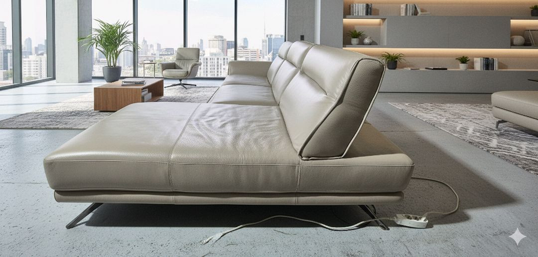 나뚜찌에디션 이태리 전체 천연가죽 등받이 전동 스윙 카우치 소파--3