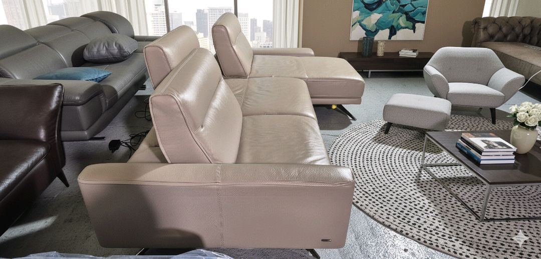 나뚜찌에디션 이태리 전체 천연가죽 등받이 전동 스윙 카우치 소파--5