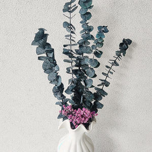 새상품)생화 프리저브드플라워 유칼립투스 고급도자기화병 조화 아님