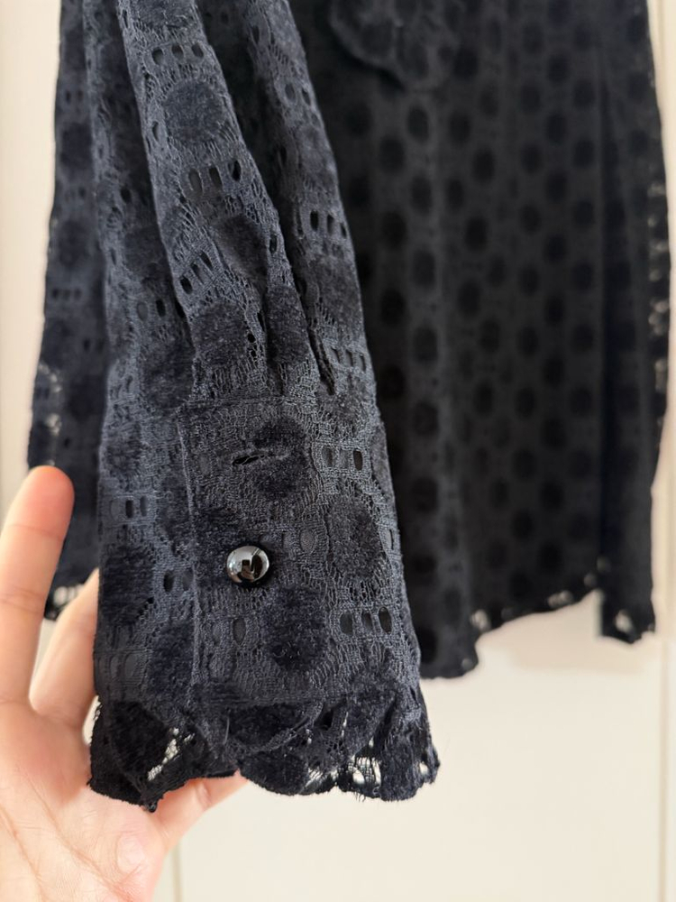 지고트 벨벳 레이스 블라우스--4