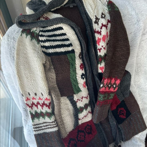 써스데이아일랜드 패턴 니트 가디건 S