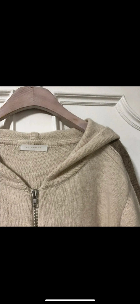 애프터글로우 캐시미어 니트 후드 집업 가디건+ 조거 팬츠 바지 셋업 세트 투피스--6