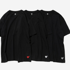 휴먼메이드 기본 반팔티셔츠 블랙 3팩 M, XL