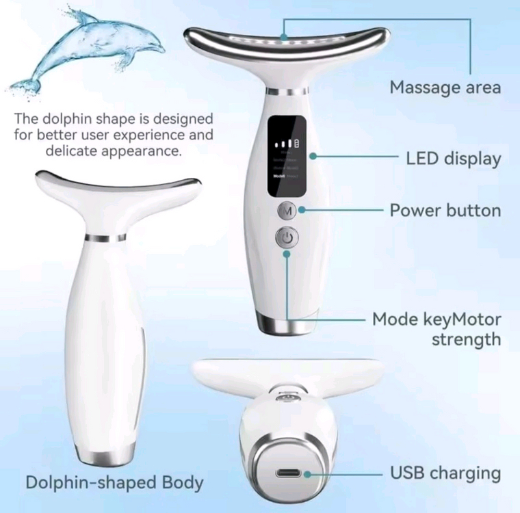 새상품 LED 넥 뷰티 디바이스 목/얼굴 마사지기--4