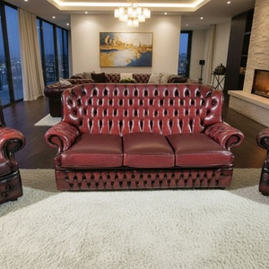 영국 체스터필드 최고급 전체 천연가죽 3+1+1인소파
