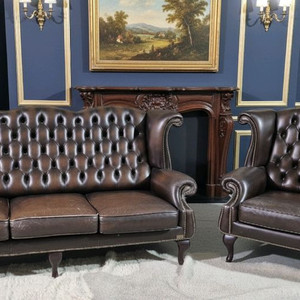 체스터필드 이태리 전체 천연가죽 3+1인소파