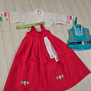 여아 한복 3 호 한복+조끼 3세4세