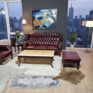 수입 체스터필드 이태리 전체 천연가죽 3+1인 소파+오토만