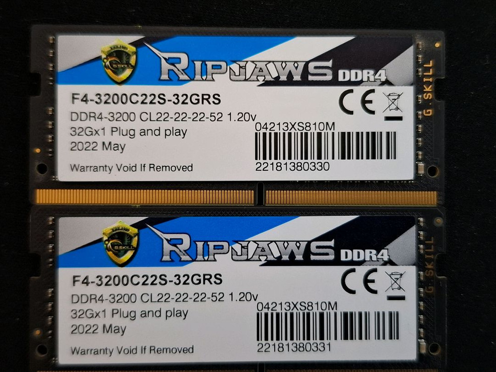 컴퓨터 노트북 메모리 지스킬 DDR4 3200 64GB(32GB 두개)--2