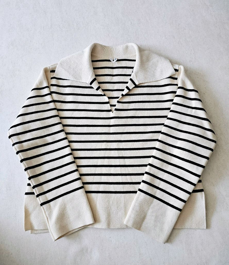 아르켓 스트라이프 코튼 스웨터 이미지