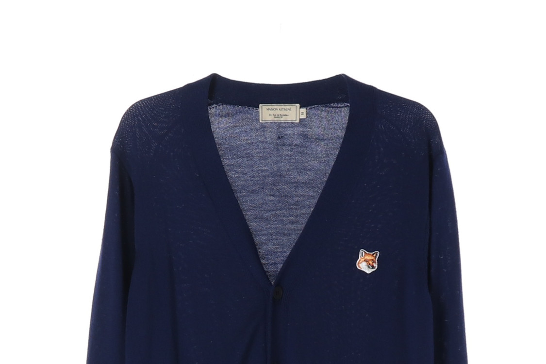 메종키츠네 울100% 폭스 헤드 패치 니트 브이넥 가디건 M 이미지