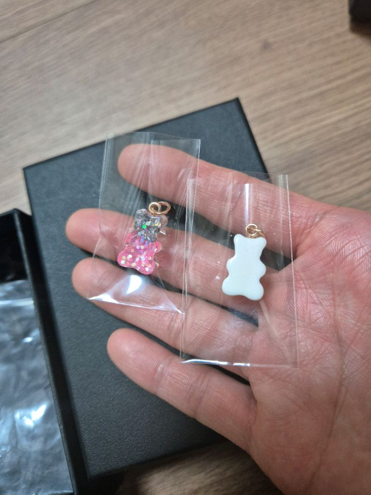 메이비투아 14k 하리보 곰돌이젤리 팬던트 글리터화이트핑크, 화이트--1