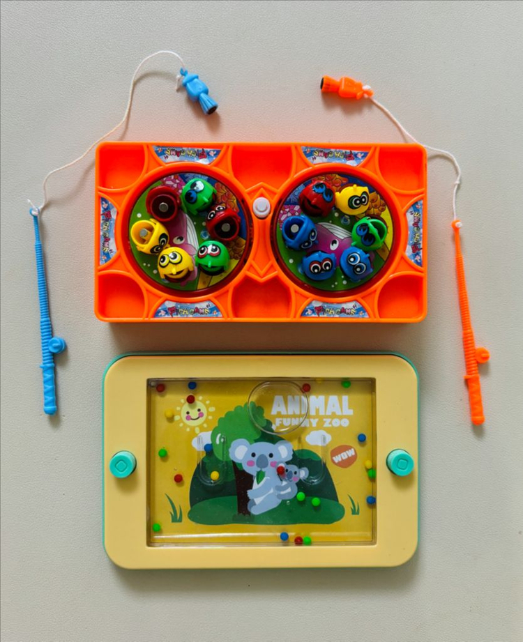 [새상품/택포] 몬테소리 유아 퍼즐 학습 교구/ 옷 갈아입히기 + 낚시놀이 + 공넣기게임 3종 이미지