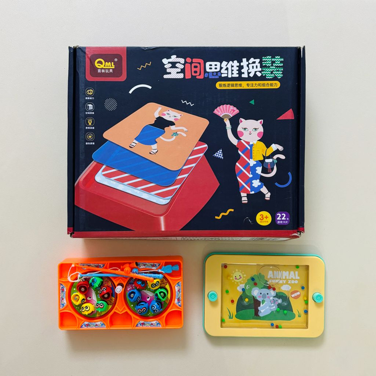 [새상품/택포] 몬테소리 유아 퍼즐 학습 교구/ 옷 갈아입히기 + 낚시놀이 + 공넣기게임 3종 이미지