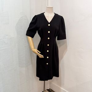 룩캐스트 반팔 블랙미디원피스 블랙원피스 하객원피스 블랙드레스 3545