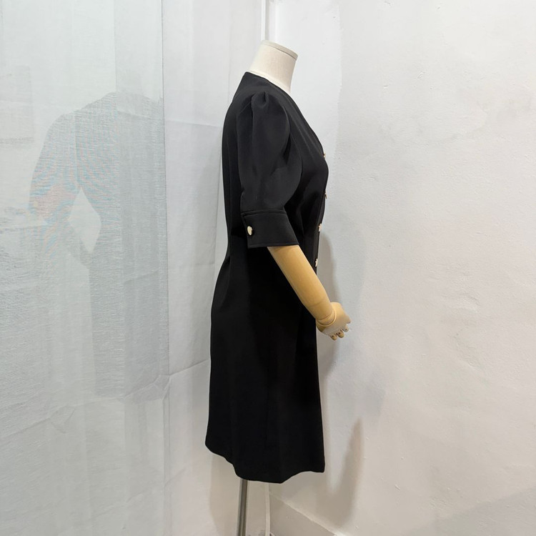 룩캐스트 반팔 블랙미디원피스 블랙원피스 하객원피스 블랙드레스 3545--3