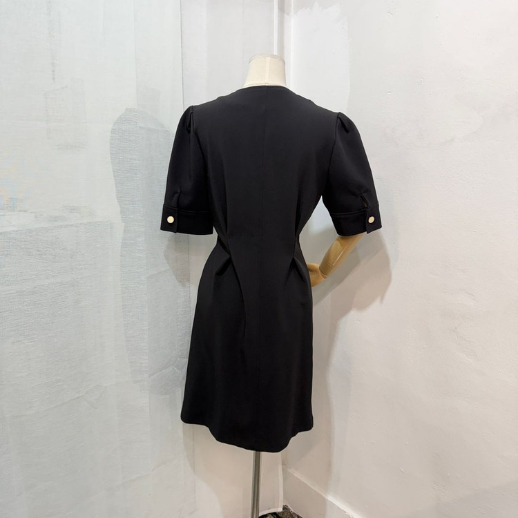 룩캐스트 반팔 블랙미디원피스 블랙원피스 하객원피스 블랙드레스 3545--4