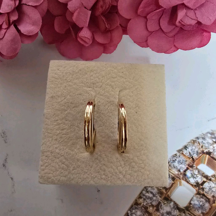 18k핑크골드 V 로고 골드 링 귀걸이--6