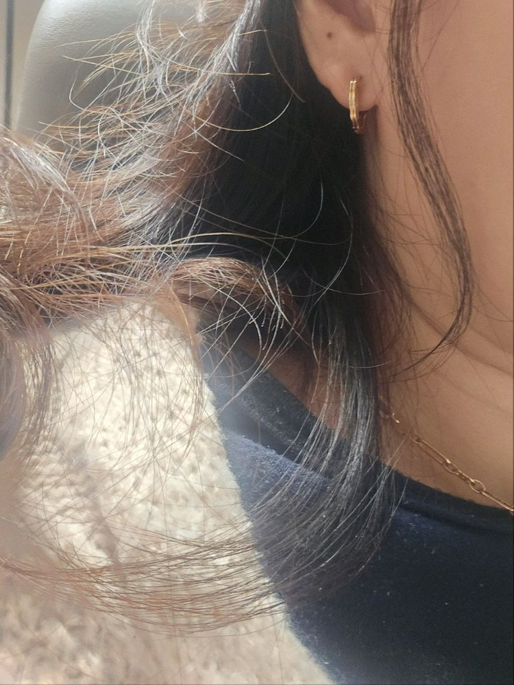 18k핑크골드 V 로고 골드 링 귀걸이--8