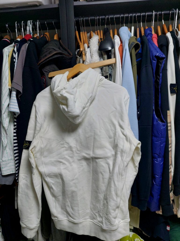 스톤아일랜드 와펜 화이트 후드티 XL 이미지