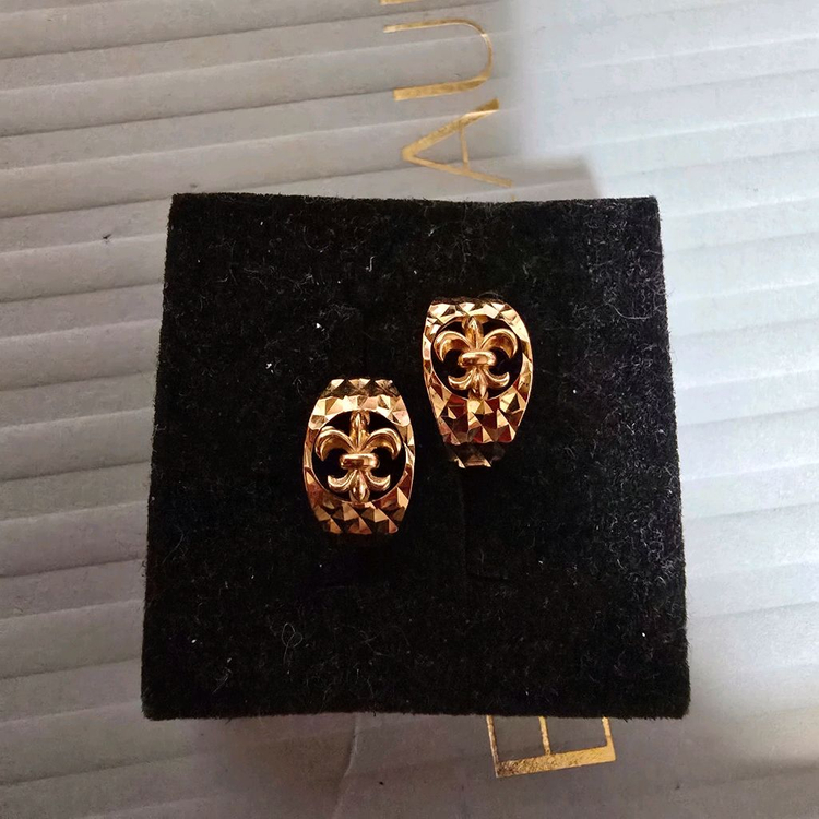 18k핑크 골드 컷팅 데일리 귀걸이--2