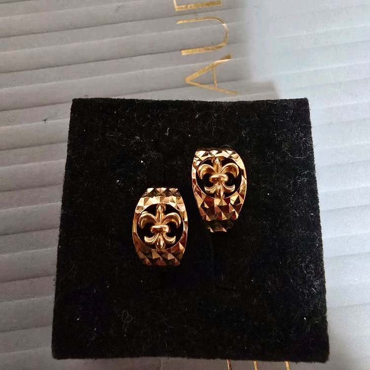 18k핑크 골드 컷팅 데일리 귀걸이--3