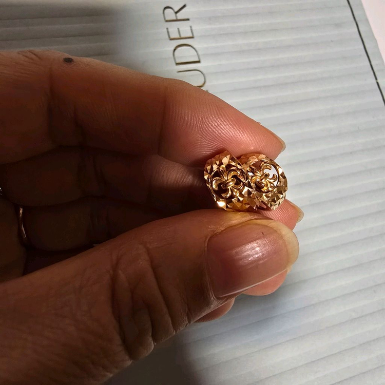 18k핑크 골드 컷팅 데일리 귀걸이--5