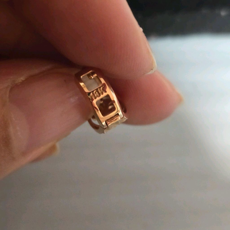 18k핑크 골드 컷팅 데일리 귀걸이--7