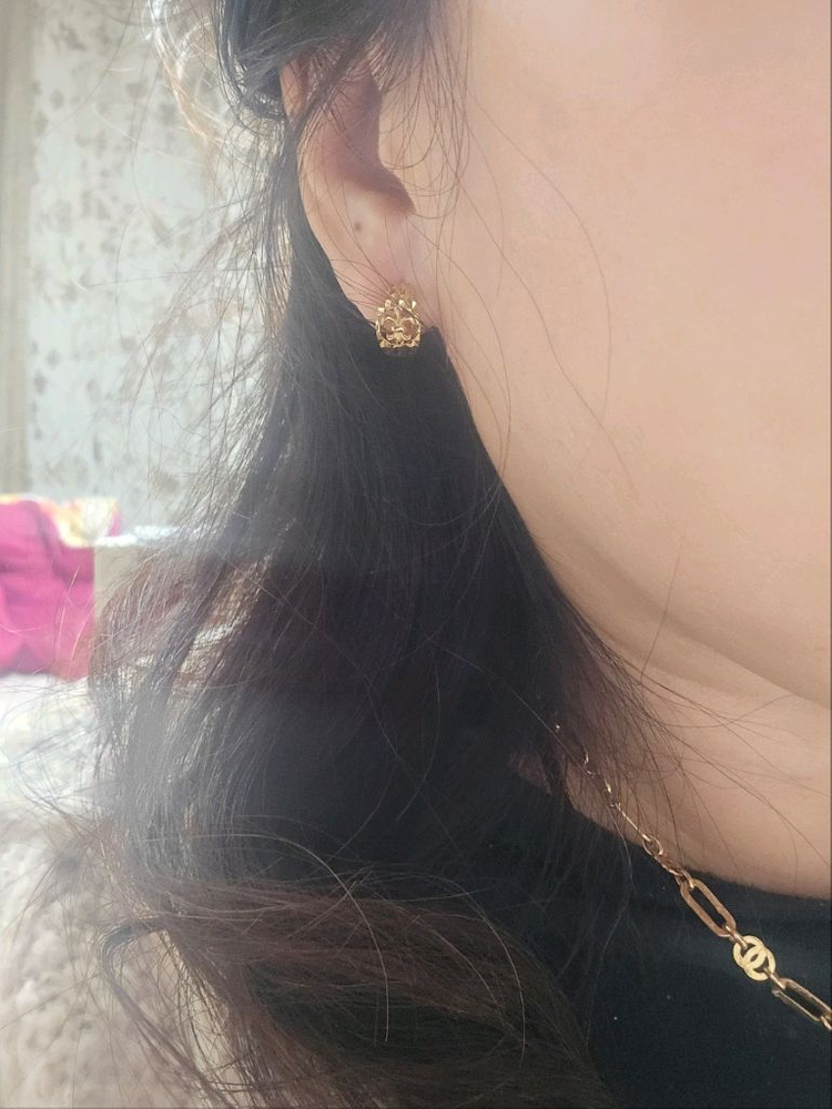 18k핑크 골드 컷팅 데일리 귀걸이--8