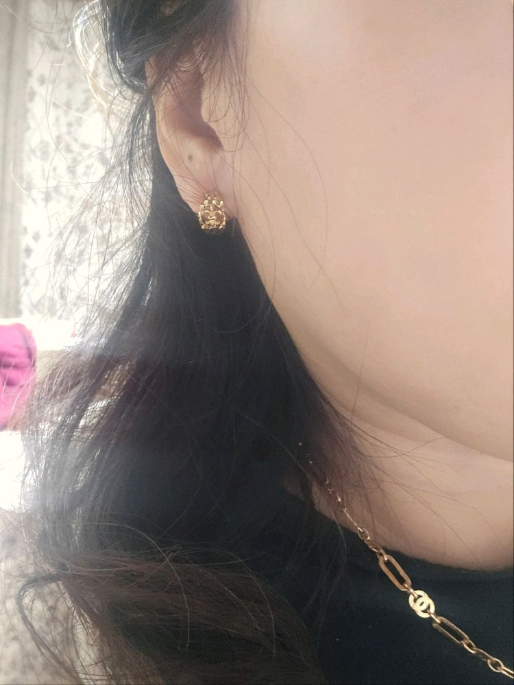 18k핑크 골드 컷팅 데일리 귀걸이--9