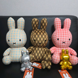 새상품) 정품 택 체크 골드 실버 미피 중형 인형 키링 이미지