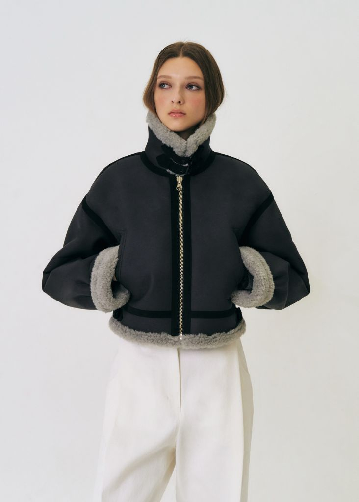 그로브 헬렌 크롭 숏 무스탕--5