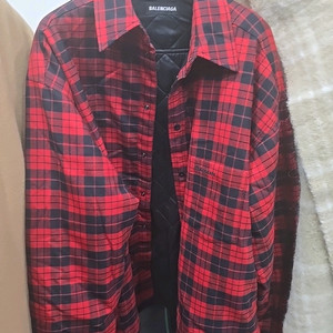 XL 36 발렌시아가 체크 패딩 셔츠