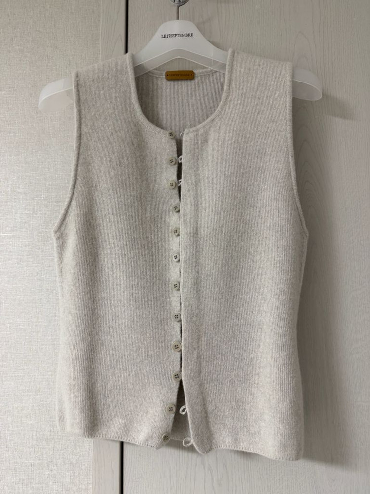 르917 니트 조끼 앤틱실버, button down sleeveless knit--3