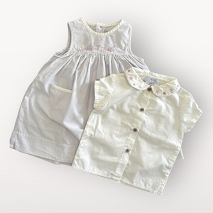 자카디 jacadi 베이비 자수 원피스/블라우스 세트 12M