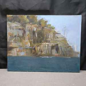 10호 유화그림 바위해변