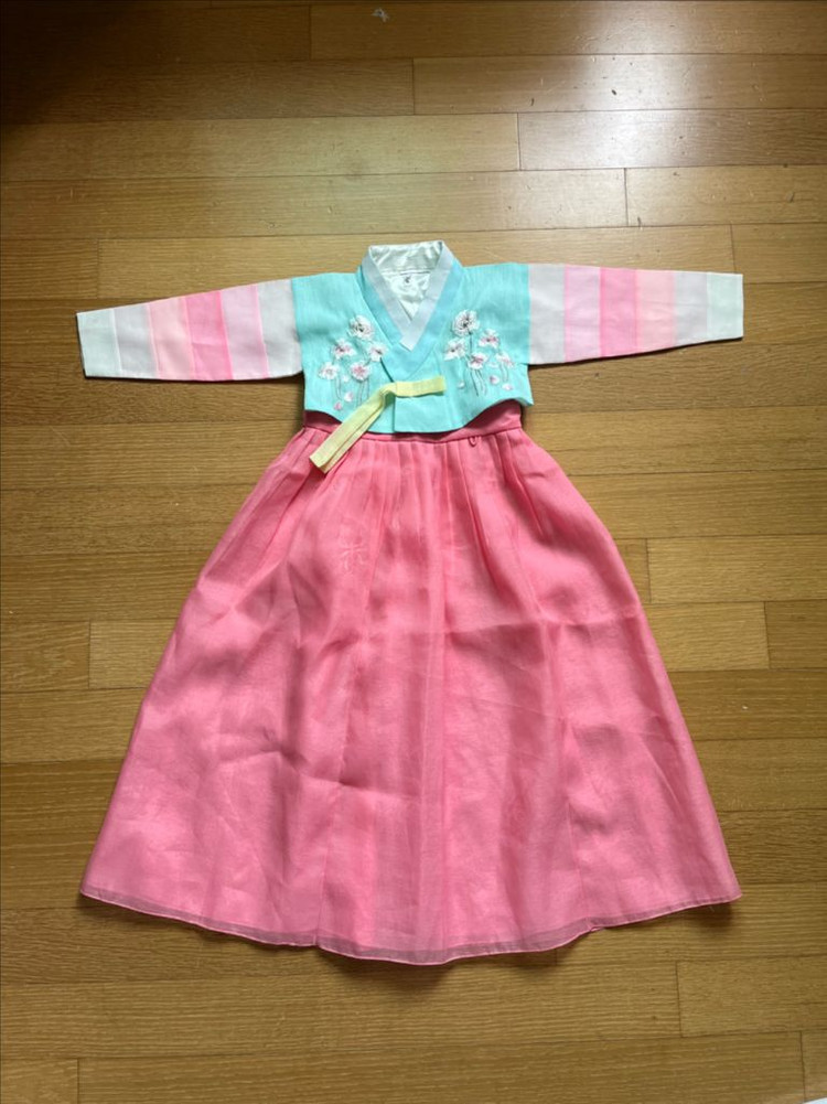 무료배송)여아 핑크색 한복 치마 세트 5호 105-110사이즈 이미지