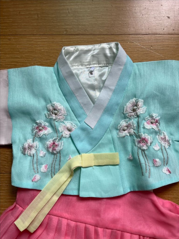 무료배송)여아 핑크색 한복 치마 세트 5호 105-110사이즈 이미지